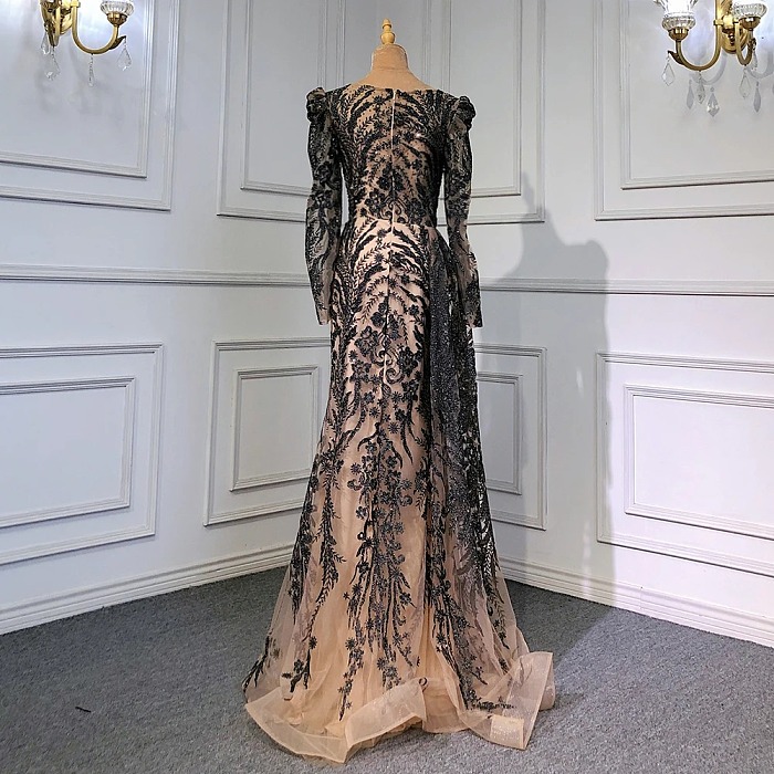 Floor-length Sequins Gown(black)
