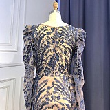 Floor-length Sequins Gown(navy)