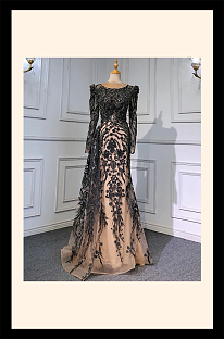 Floor-length Sequins Gown(black)