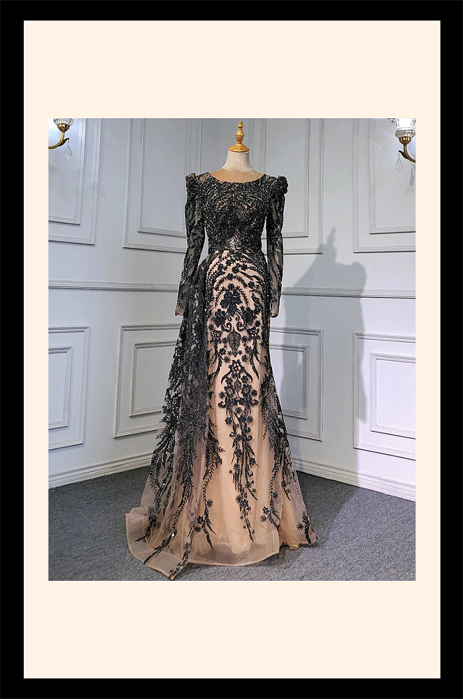 Floor-length Sequins Gown(black)