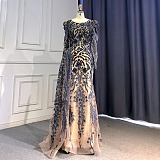 Floor-length Sequins Gown(navy)