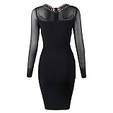 Black Embellished Bandage Bodycon Party Dress (Celebrity Style)