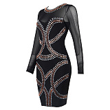 Black Embellished Bandage Bodycon Party Dress (Celebrity Style)