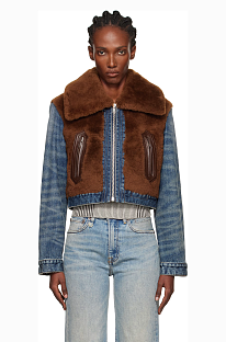 Denim Patchwork Teddy Jacket (Faux Shearling)