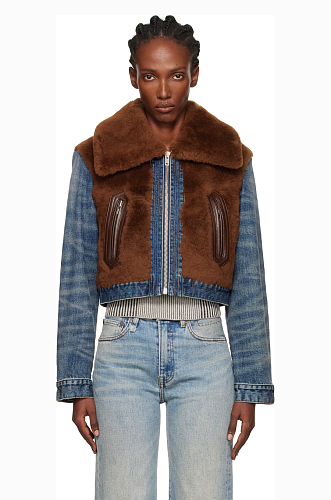 Denim Patchwork Teddy Jacket (Faux Shearling)