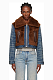 Denim Patchwork Teddy Jacket (Faux Shearling)