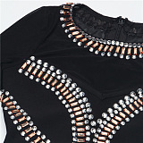 Black Embellished Bandage Bodycon Party Dress (Celebrity Style)