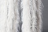 Washed Denim Faux Fur Fringe Pants