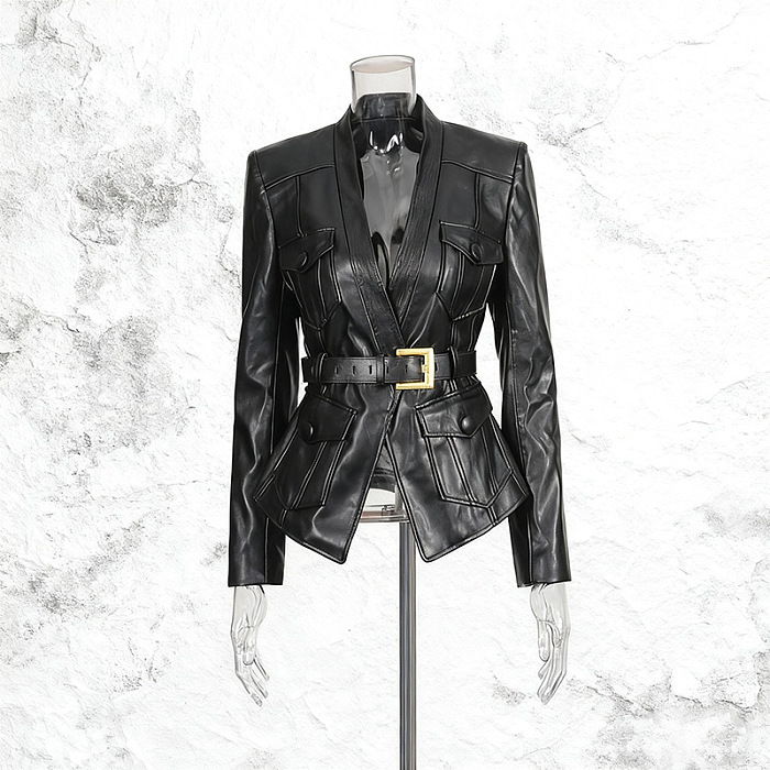 Belted Leather Jacket