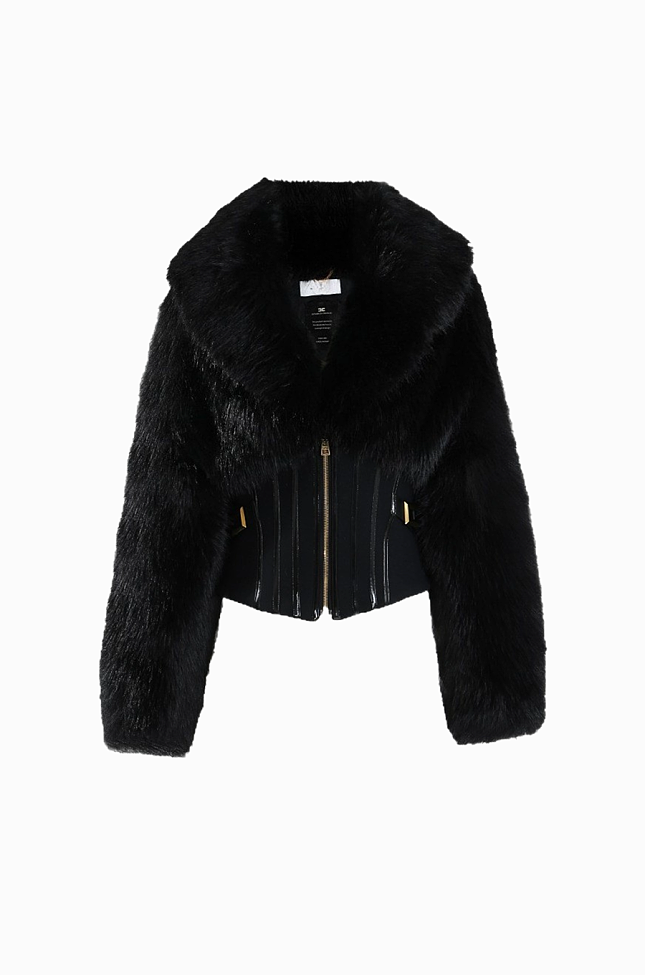 Fur-effect Corset Jacket