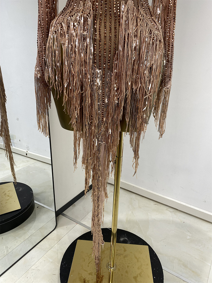Sequins Fringe Evening Dress
