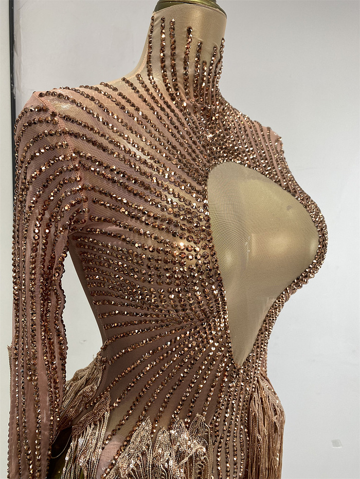 Sequins Fringe Evening Dress