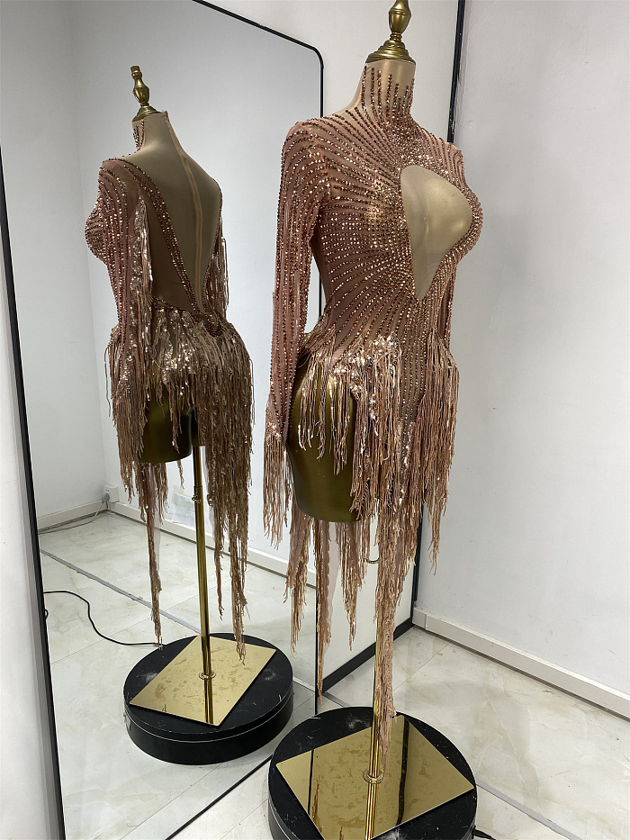 Sequins Fringe Evening Dress
