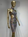 Halter Beaded Evening Dress