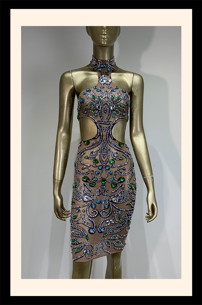Halter Beaded Evening Dress