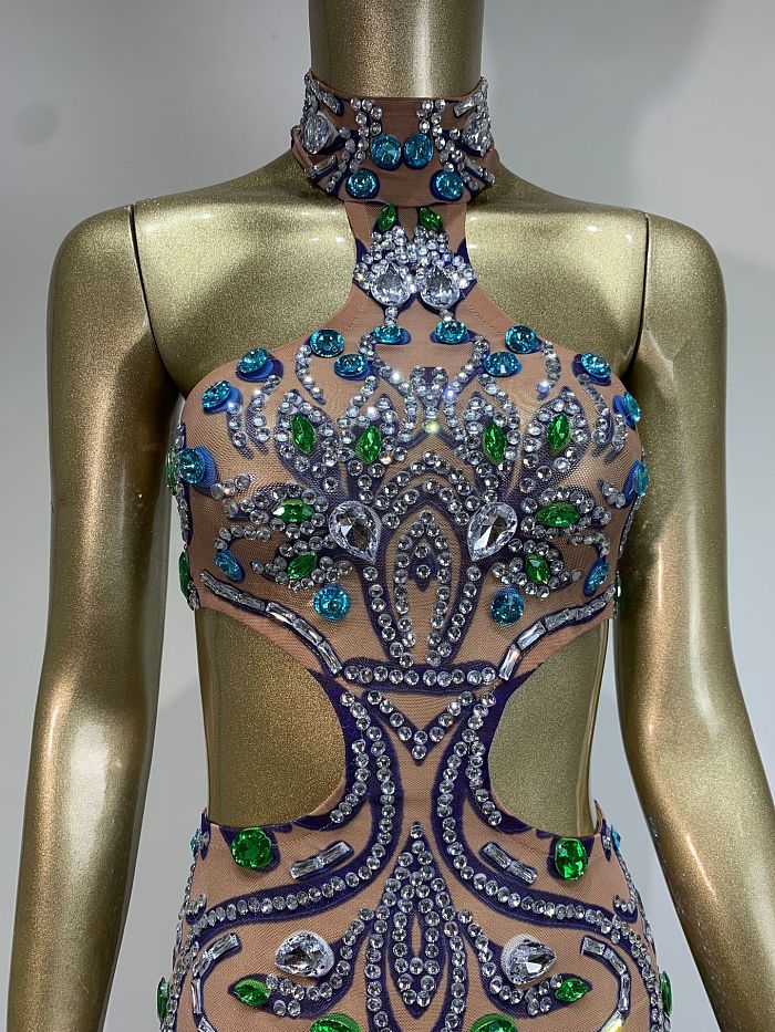 Halter Beaded Evening Dress