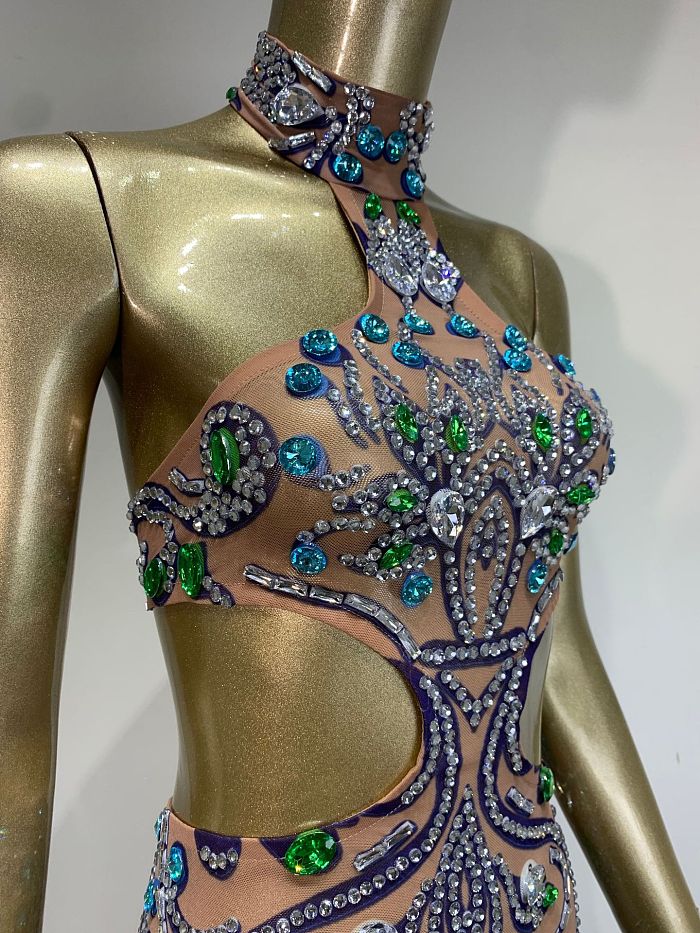 Halter Beaded Evening Dress