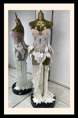 Patchwork Leaves Evening Dress