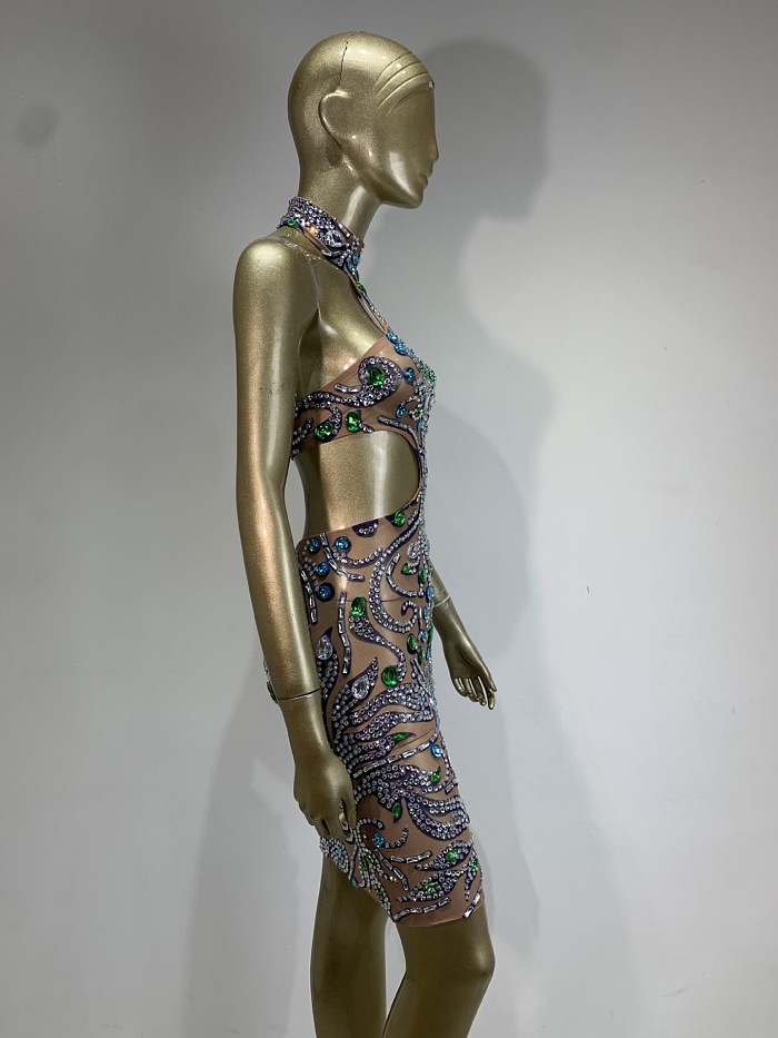 Halter Beaded Evening Dress