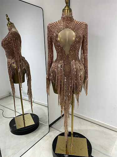 Sequins Fringe Evening Dress