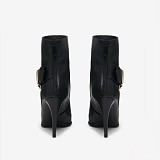 Lace Sharpen Toe Short Boots(black)