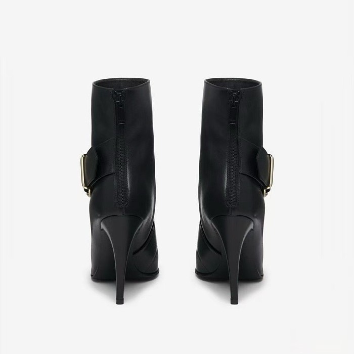 Lace Sharpen Toe Short Boots(black)