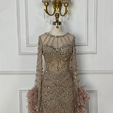 Feather Floor-length Evening Gown