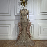 Feather Floor-length Evening Gown