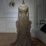 Feather Floor-length Evening Gown