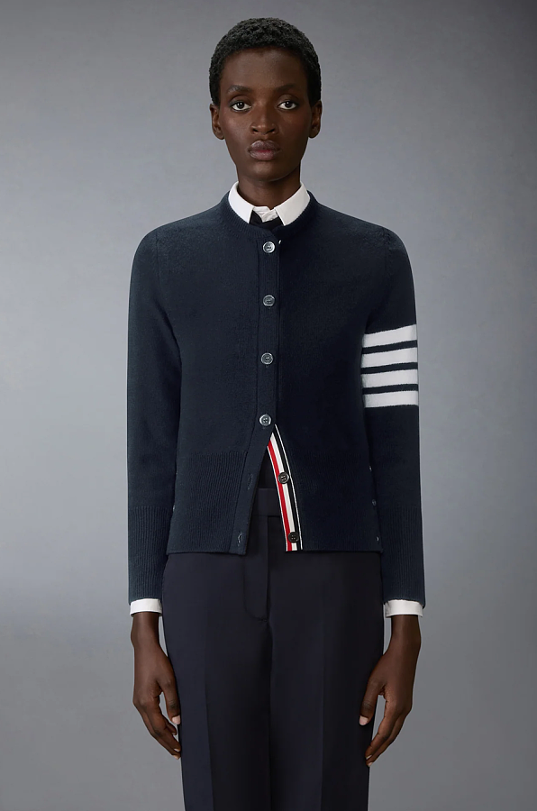 WOOL 4-BAR INTARSIA CARDIGAN