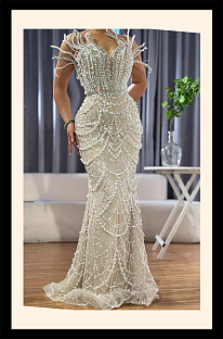 Pearl Strapless Gown