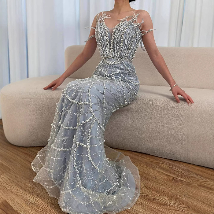 Pearl Strapless Gown