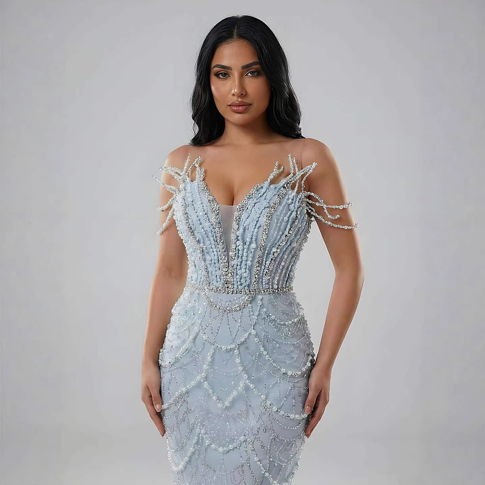 Pearl Strapless Gown