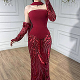 Patchwork Sequins Evening Dress