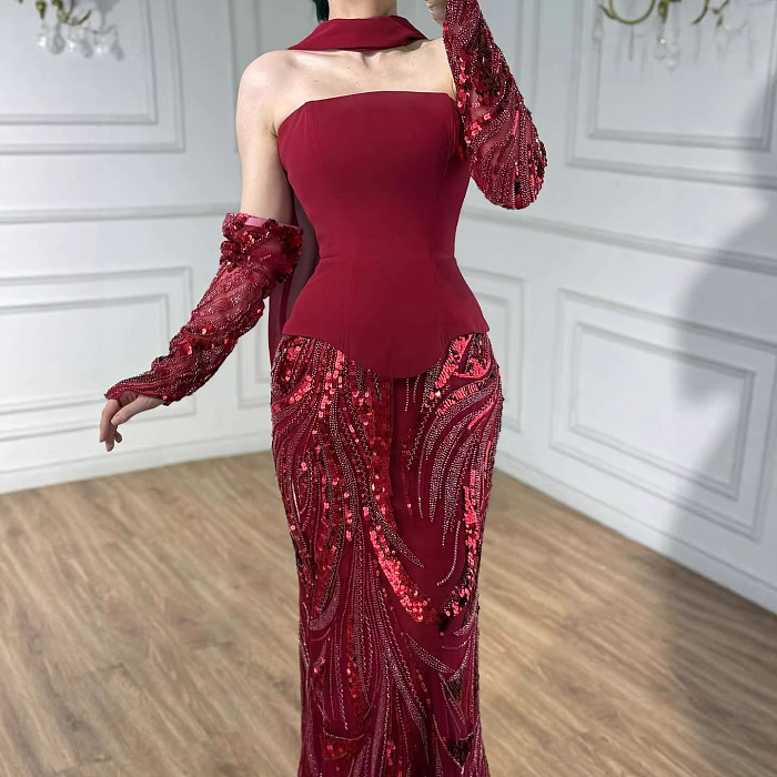 Patchwork Sequins Evening Dress