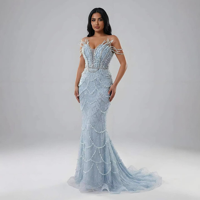 Pearl Strapless Gown