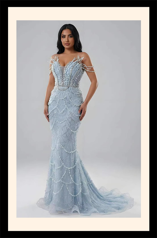 Pearl Strapless Gown