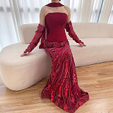 Patchwork Sequins Evening Dress