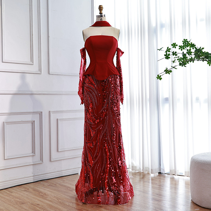 Patchwork Sequins Evening Dress