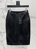 Crocodile-embossed Leather Pencil Skirt