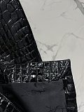 Crocodile-embossed Leather Pencil Skirt