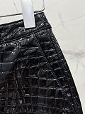 Crocodile-embossed Leather Pencil Skirt