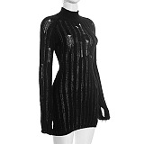 Distress Knit Mini Dress