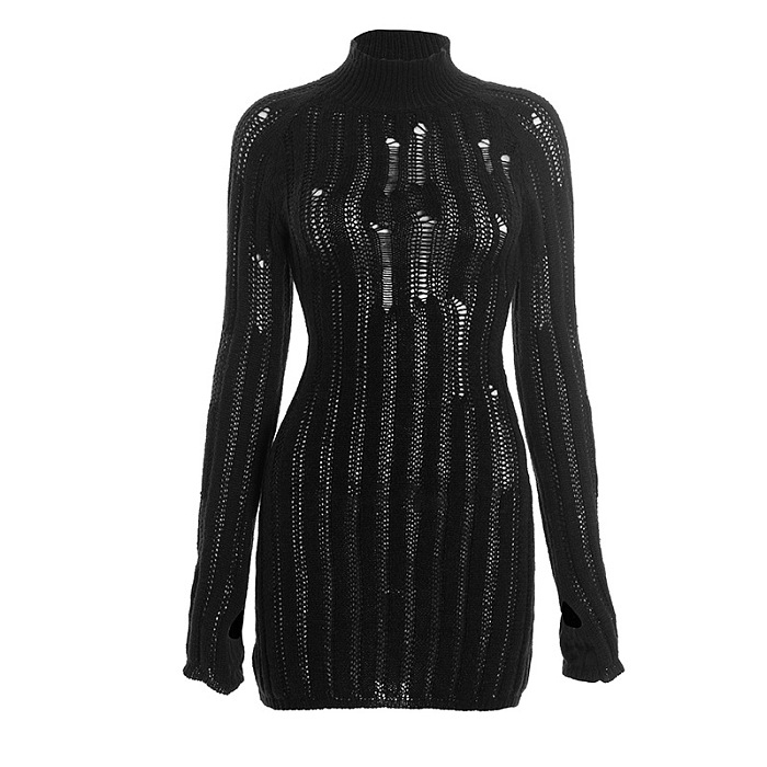 Distress Knit Mini Dress