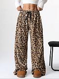 Oversize Drawstring Leopard Pants