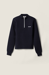 Navy Wool Half-zipper Sweater