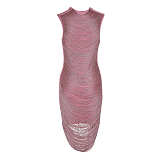 Fringe Midi Dress In Pink