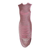 Fringe Midi Dress In Pink