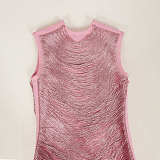 Fringe Midi Dress In Pink