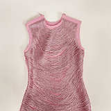 Fringe Midi Dress In Pink